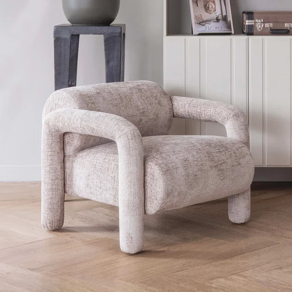 WOOOD Fauteuil Lenny Structure Velvet - Zand - Exclusive