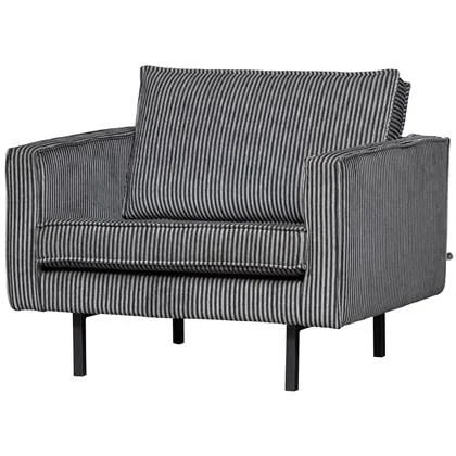 WOOOD fauteuil Rodeo - Streep - Zwart|Grijs - 85x105x86 cm
