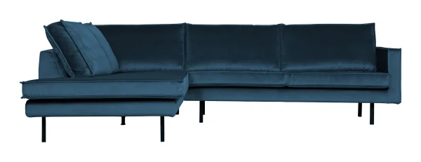 WOOOD Hoekbank Rodeo Links, Velvet - Blauw - BePureHome