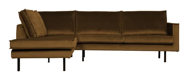 WOOOD Hoekbank Rodeo Links, Velvet - Honing Geel - BePureHome