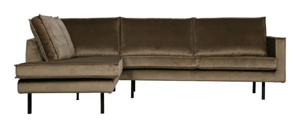 WOOOD Hoekbank Rodeo Links, Velvet - Taupe - BePureHome
