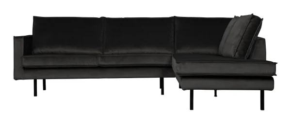WOOOD Hoekbank Rodeo Rechts, Velvet - Antraciet - BePureHome