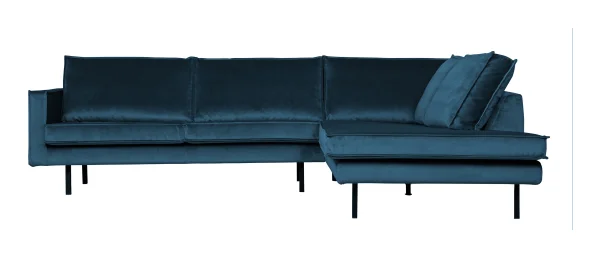 WOOOD Hoekbank Rodeo Rechts, Velvet - Blauw - BePureHome