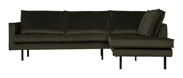 WOOOD Hoekbank Rodeo Rechts, Velvet - Dark Green - BePureHome