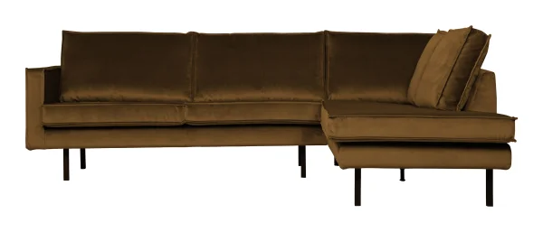 WOOOD Hoekbank Rodeo Rechts, Velvet - Honing Geel - BePureHome