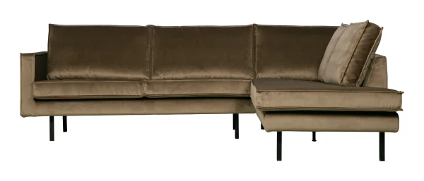 WOOOD Hoekbank Rodeo Rechts, Velvet - Taupe - BePureHome