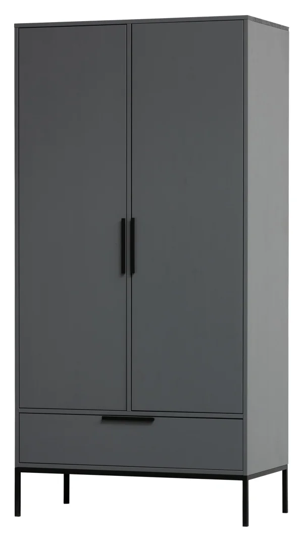 WOOOD Kledingkast Adam 2-deurs - Steel Grey