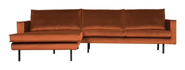 WOOOD Loungebank Rodeo Links, Velvet - Roestbruin - BePureHome