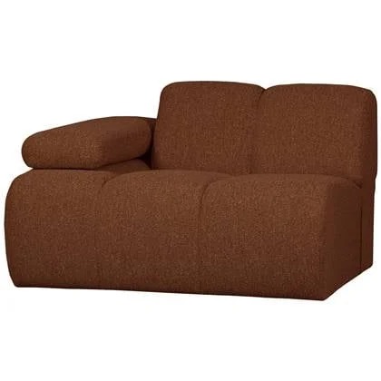WOOOD Mojo 1-Zits Bank Met Arm Links - Bouclé - Roest Bruin Melange