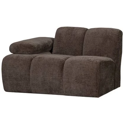 WOOOD Mojo 1-Zits Bank Met Arm Links - Ribstof - Bruin - 74x120x97