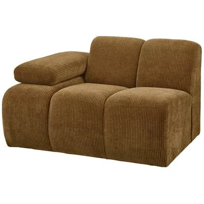 WOOOD Mojo 1-Zits Bank Met Arm Links - Ribstof - Geel - 74x120x97