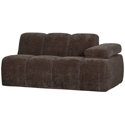 WOOOD Mojo 1,5-Zits Bank Met Arm Rechts - Ribstof - Bruin -74x160x67