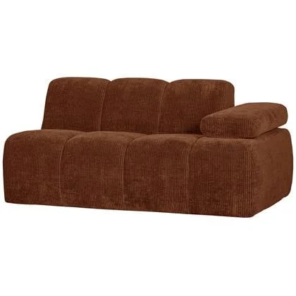 WOOOD Mojo 1,5-Zits Bank Met Arm Rechts - Ribstof - Roest Bruin