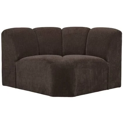 WOOOD Mojo Bank Hoekelement - Ribstof - Bruin - 75x68x77