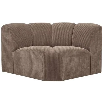 WOOOD Mojo Bank Hoekelement - Ribstof - Donker Zand - 75x68x77