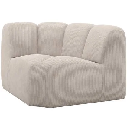 WOOOD Mojo Bank Hoekelement - Ribstof - Ecru - 74x110x110