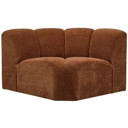 WOOOD Mojo Bank Hoekelement - Ribstof - Roest Bruin - 75x68x77