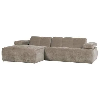 WOOOD Mojo Chaise Longue Bank Links - Geweven Ribstof - Donker Zand