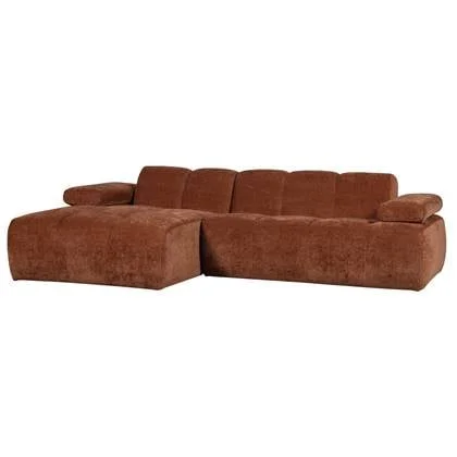 WOOOD Mojo Chaise Longue Bank Links - Geweven Ribstof - Roest Bruin
