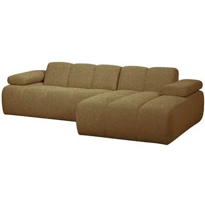 WOOOD Mojo Chaise Longue Bank Rechts - Bouclé - Geel|Bruin Melange