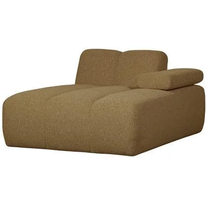 WOOOD Mojo Chaise Longue Elementenbank Rechts - Bouclé - Geel|Bruin