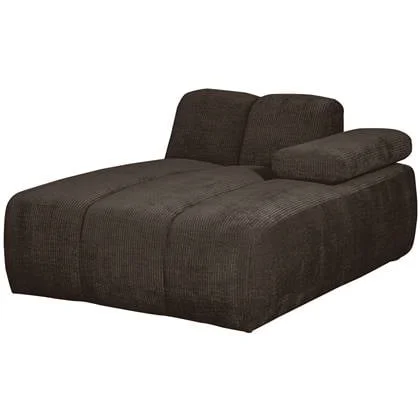 WOOOD Mojo Chaise Longue Elementenbank Rechts - Ribstof - Bruin