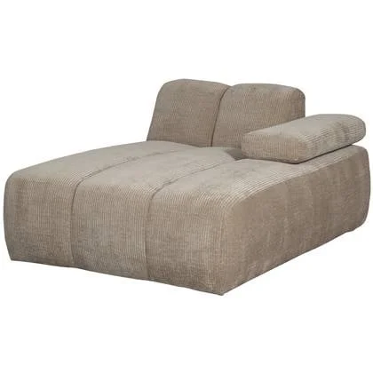 WOOOD Mojo Chaise Longue Elementenbank Rechts - Ribstof - Donker Zand