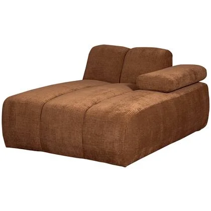WOOOD Mojo Chaise Longue Elementenbank Rechts - Ribstof - Roest Bruin