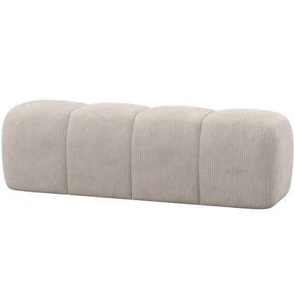 WOOOD Mojo Eetbankje 164 cm - Ribstof - Ecru - 49x164x45