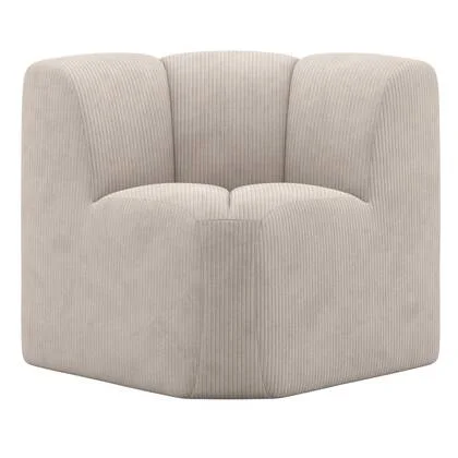 WOOOD Mojo Eetbankje 84 cm Met Rugleuning - Ribstof - Ecru