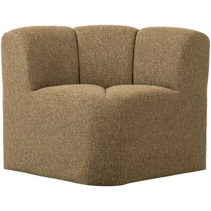 WOOOD Mojo Eetbankje Hoek Met Rugleuning - Bouclé - Geel|Bruin Melange