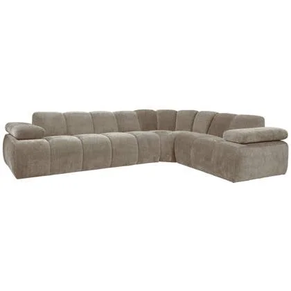 WOOOD Mojo Hoekbank Rechts - Ribstof - Donker Zand - 74x310x230