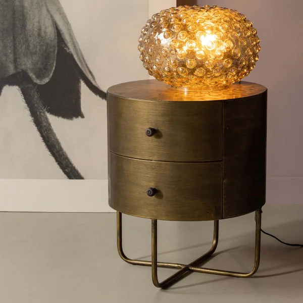 WOOOD Nachtkastje Glossy Met 2 lades - Antique Brass - BePureHome