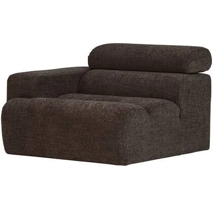 WOOOD Novi 1-Zits Element Bank Arm Links - Polyester - Donkerbruin