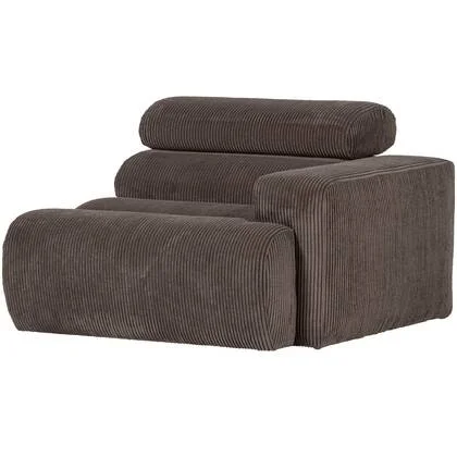 WOOOD Novi 1-Zits Element Bank Arm Links - Ribstof - Grijsbruin