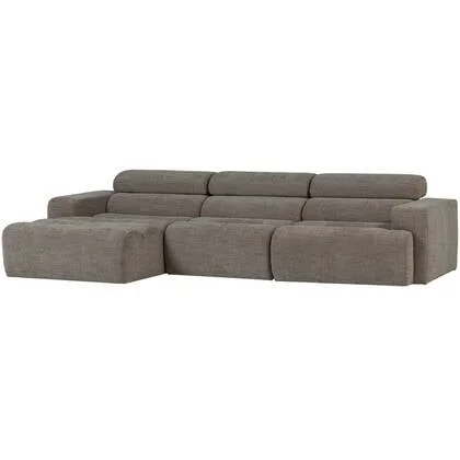 WOOOD Novi Chaise Longue Bank Links - Polyester - Grijs Melange