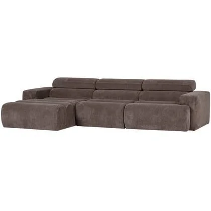 WOOOD Novi Chaise Longue Bank Links - Ribstof - Grijsbruin