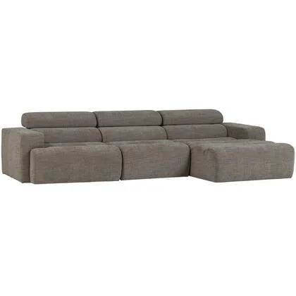 WOOOD Novi Chaise Longue Bank Rechts - Polyester - Grijs Melange