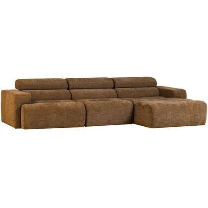 WOOOD Novi Chaise Longue Bank Rechts - Polyester - Karamelbruin