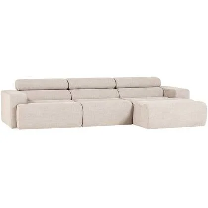 WOOOD Novi Chaise Longue Bank Rechts - Polyester - Naturel Melange