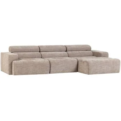 WOOOD Novi Chaise Longue Bank Rechts - Polyester - Naturel