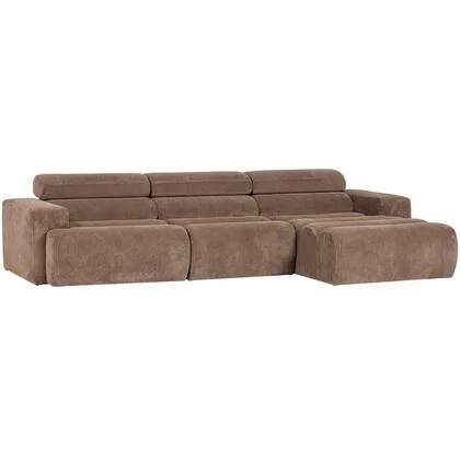 WOOOD Novi Chaise Longue Bank Rechts - Ribstof - Taupe