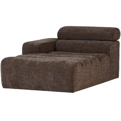 WOOOD Novi Chaise Longue Element Arm Links - PES - Donkerbruin Melange