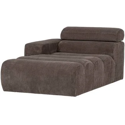 WOOOD Novi Chaise Longue Element Arm Links - Ribstof - Grijsbruin