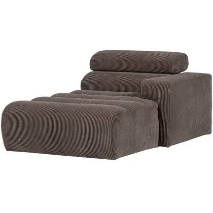 WOOOD Novi Chaise Longue Element Arm Rechts - Ribstof - Grijsbruin