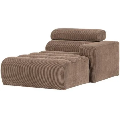 WOOOD Novi Chaise Longue Element Arm Rechts - Ribstof - Taupe