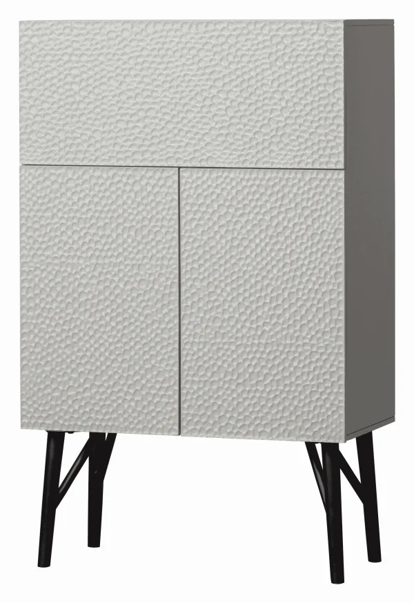 WOOOD Opbergkast Carved Mangohout, 146 x 90cm - Grijs - BePureHome