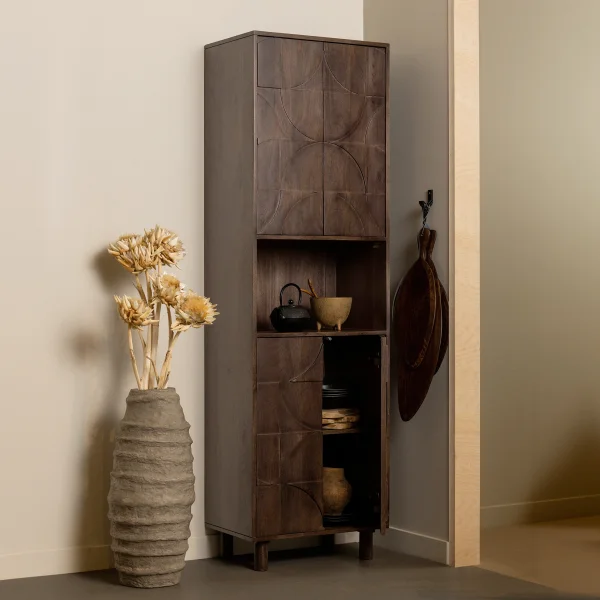 WOOOD Opbergkast Draw Mangohout, 200 x 60cm - Walnoot - Japandi - BePureHome