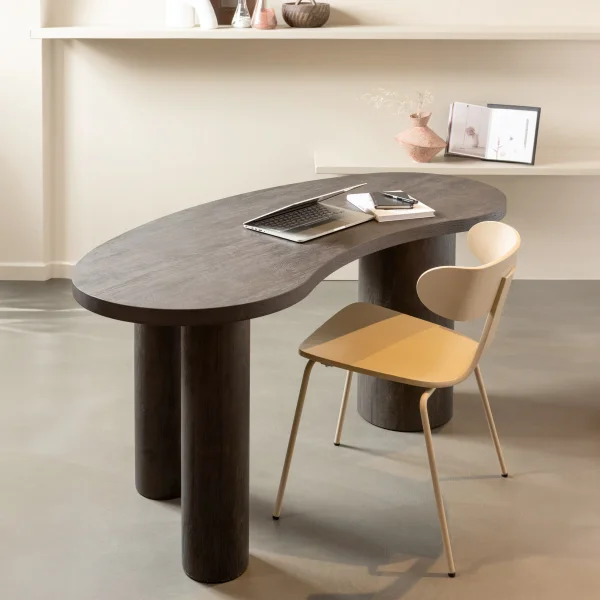 WOOOD Organisch Bureau / Sidetable Maan MDF 150cm - donkerbruin