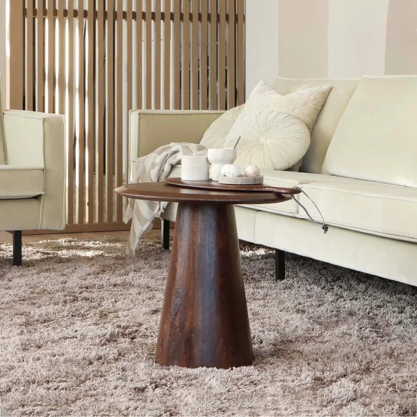 WOOOD Organische Bijzettafel Posture Mangohout, 60 x 50cm - Walnoot - BePureHome